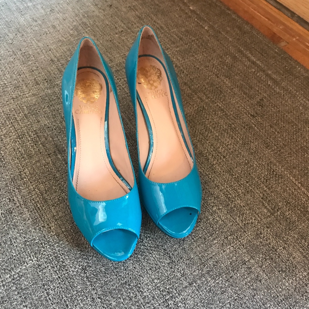 Vince Camuto Retro Looking Patent Leather Peep Toe